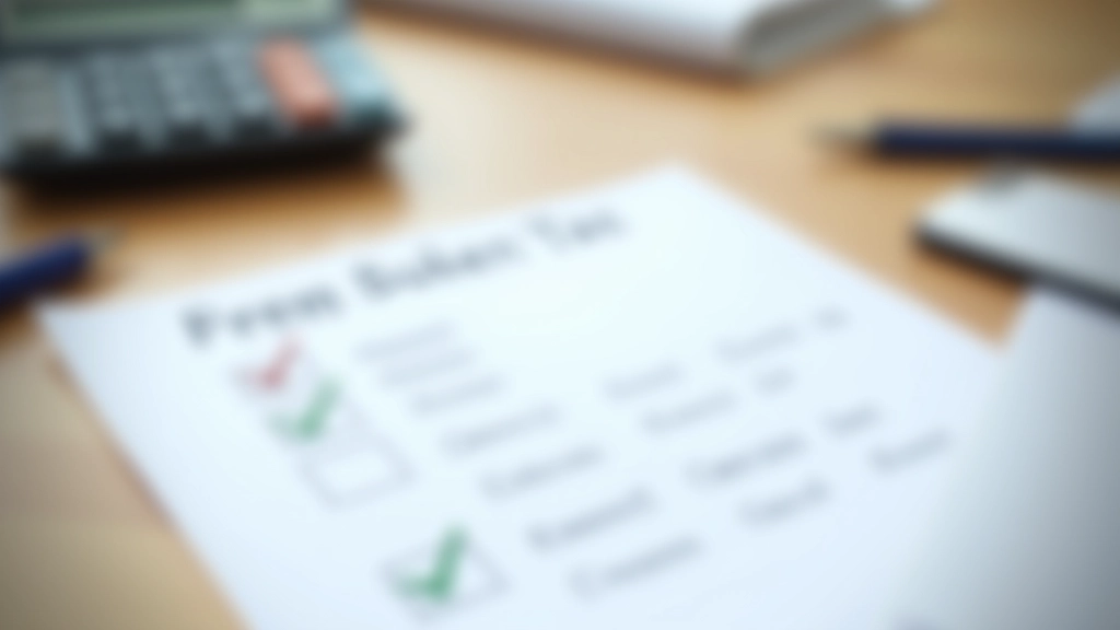 Checkliste mit angehakten Steuerpunkten, Stift und Taschenrechner auf Schreibtisch