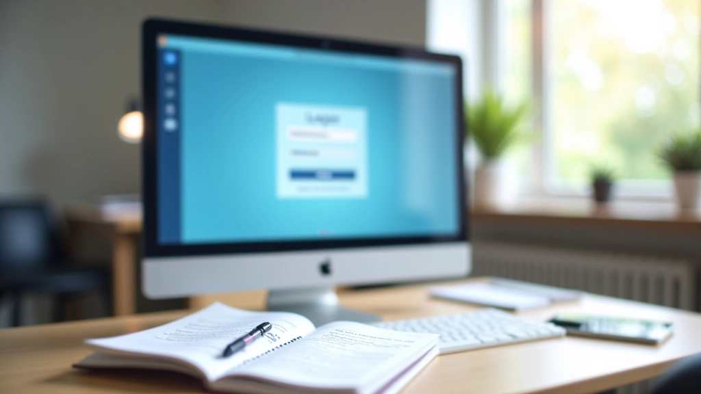 Laptop mit ELSTER-Login-Seite und Notizblock mit Steuernummer, modernes Büro-Setting