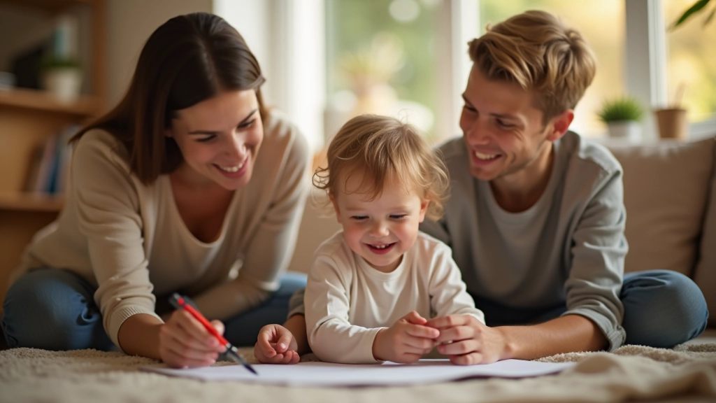 Familie mit Kind beim Spielen, Darstellung des Kinderfreibetrags und Kinderunterstützung in der Steuererklärung