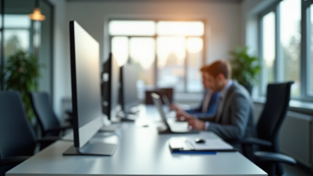 Moderner Arbeitsbereich mit Steuerdokumenten und Computern